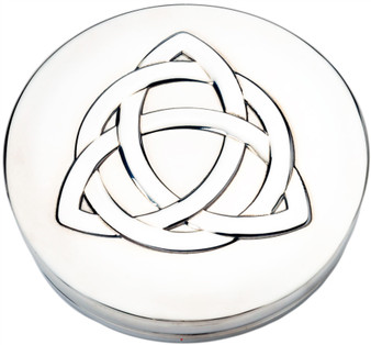 Trinket Box Pewter Large Celtic Triangle Design on Lid 90mm