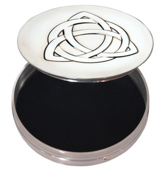 Trinket Box Pewter Large Celtic Triangle Design on Lid 90mm