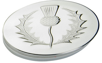 Trinket Box Pewter Large Embossed with Scottish Thistle on Lid 90mm