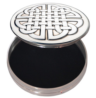 Trinket Box Pewter Large Celtic Knot Design on lid 90mm