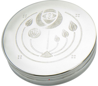 Trinket Box Pewter Large Glasgow Rose Bouquet Embossed on Lid 90mm