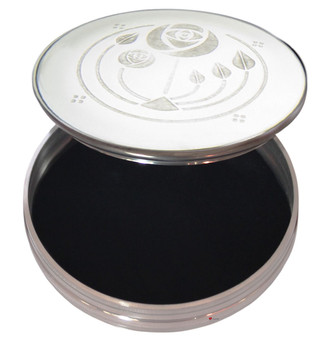 Trinket Box Pewter Large Glasgow Rose Bouquet Embossed on Lid 90mm