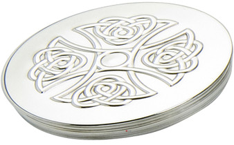 Trinket Box Pewter Round with Celtic Knot Motif Cross on Lid 50mm