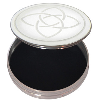 Trinket Box Pewter Round with Celtic Interlace Design on Lid 50mm