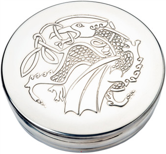 Trinket Box Pewter Large Kells Dragon Design on Lid 90mm