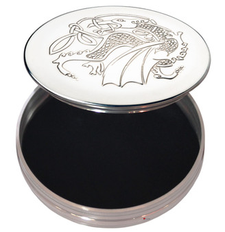 Trinket Box Pewter Large Kells Dragon Design on Lid 90mm