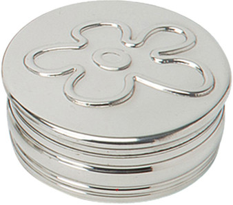 Trinket Box Pewter Round with Flower Design on Lid 50mm