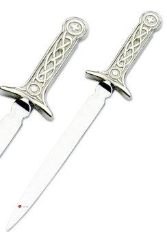 Pewter Letter Opener 18cm Handle Celtic Hilt Sword Design Ideal Wedding Gift