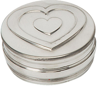 Trinket Box Pewter Round with Double Heart Design on Lid 50mm