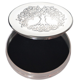 Trinket Box Pewter Large Celtic Tree of Life Design on Lid 90mm