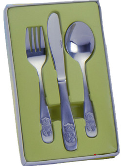 Babies 3 Piece Cutlery Set Teddy Bear Design Knife Fork Spoon Great Gift