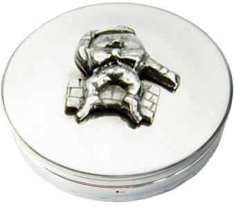 Christening Trinket Keepsake Memories Round Box with Humpty Dumpty Embossed Great Gift