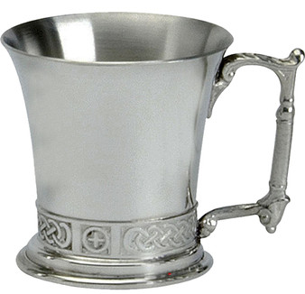 Christening Child's Tankard Pewter Can Flared Celtic Band Engravable