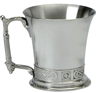 Christening Child's Tankard Pewter Can Flared Celtic Band Engravable