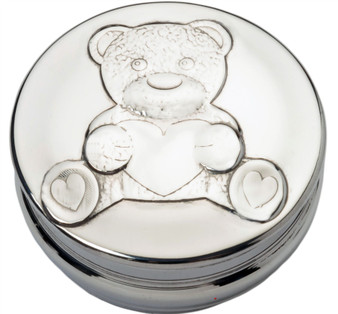 Children's Keepsake Box Teddy Design Baby Curl First Tooth Christening Gift