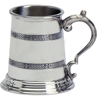 Christening Gift 1/4 pt Pewter Cup Engravable with Two Celtic Bands Great Gift