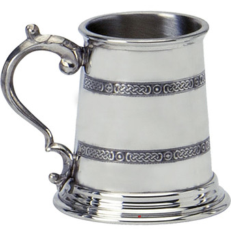 Christening Gift 1/4 pt Pewter Cup Engravable with Two Celtic Bands Great Gift