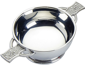 Quaich Scottish Pewter Iona Cross For Handles 4" Cup of Friendship Ideal Gift