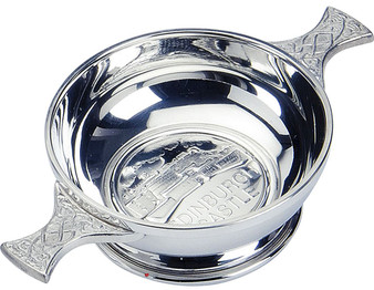 Quaich Scottish Pewter Castle Edinburgh Scene 4" Cup of Friendship Ideal Gift