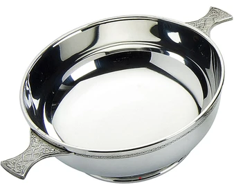 Quaich Scottish Pewter Celtic Handles and Wire Decoration 8" Bowl Ideal Gift