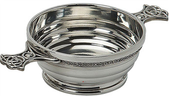 Scottish Quaich with Celtic Knot Handles Ribbed 4" Bowl Pewter Cup of Friendship Ideal Gift