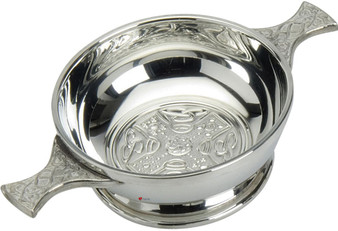 Scottish Quaich Celtic Cross Handles Inside 2" Bowl Pewter Cup of Friendship Ideal Gift