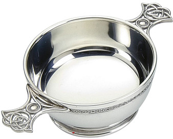 Scottish Quaich Pewter Celtic Ornate Weave Handles Wiring 4" Cup of Friendship Ideal Gift