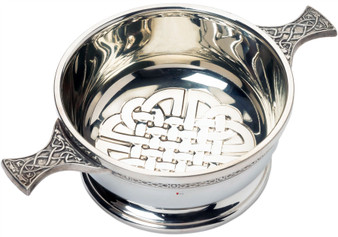 Scottish Design Pewter Quaich with Keltic Knot Design With Celtic Handles 4" Ideal Gift