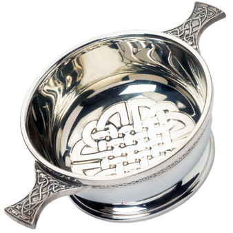 Scottish Design Pewter Quaich with Keltic Knot Design With Celtic Handles 4" Ideal Gift