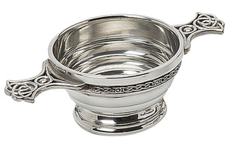 Scottish Quaich with Celtic Knot Handles Ribbed 2" Bowl Pewter Cup of Friendship Ideal Gift