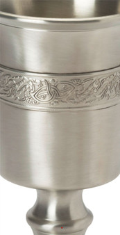 370ml Chalice With Celtic Dragon Design Banding Pewter With Satin Finish Ideal Gift