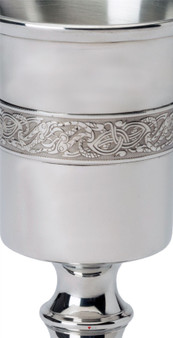 370ml Chalice With Celtic Dragon Design Banding Made from Pewter Ideal Gift