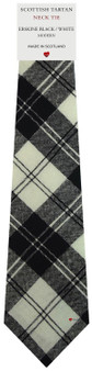 Mens All Wool Tie Woven Scotland - Erskine Black and White Modern Tartan