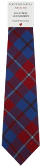Mens All Wool Tie Woven Scotland - Galloway Red Modern Tartan