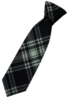 Mens All Wool Tie Woven Scotland - Menzies Black and White Ancient Tartan