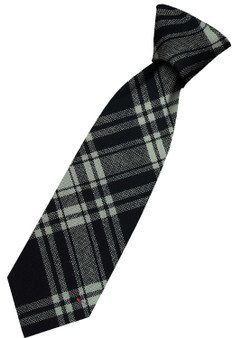 Mens All Wool Tie Woven Scotland - Menzies Black and White Modern Tartan