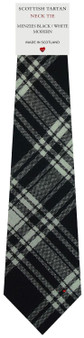 Mens All Wool Tie Woven Scotland - Menzies Black and White Modern Tartan