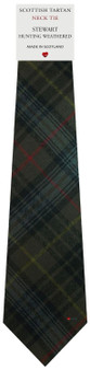 Mens All Wool Tie Woven Scotland - Stewart Hunting Weathered Tartan