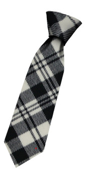 Boys Pure Wool Tie Woven Scotland - Scott Black and White Ancient Tartan