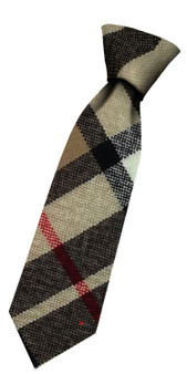 Boys Pure Wool Tie Woven Scotland - Thomson Camel Modern Tartan