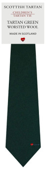 Boys Pure Wool Tie Woven Scotland - Plain Green Tartan