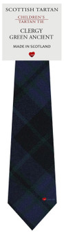 Boys Pure Wool Tie Woven Scotland - Clergy Green Ancient Tartan