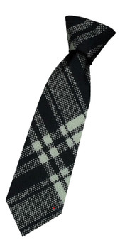 Boys Pure Wool Tie Woven Scotland - Menzies Black and White Modern Tartan