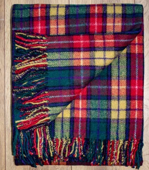 Scottish Tartan Wool Mix Blanket Throw Warm and Soft Travel Plaid Picnic Knee Wool Rug 182 cm x 152 cm