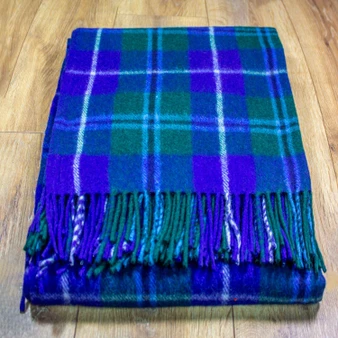 Scottish Tartan Wool Mix Blanket Throw Warm and Soft Douglas Modern Travel Plaid Picnic Knee Wool Rug 182 cm x 152 cm