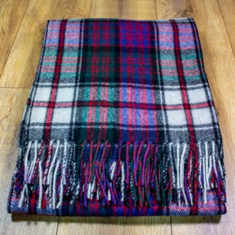 Scottish Tartan Wool Mix Blanket Throw Warm and Soft MacDonald Modern Dress Travel Plaid Picnic Knee Wool Rug 182 cm x 152 cm