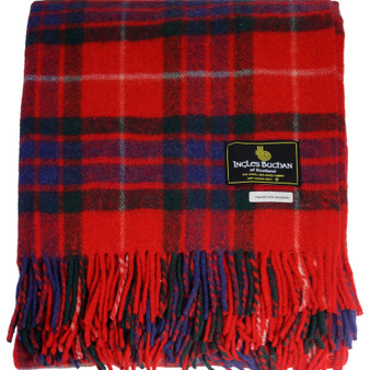Scottish Tartan Wool Mix Blanket Throw Warm and Soft Fraser Modern Red Travel Plaid Picnic Knee Wool Rug 182 cm x 152 cm
