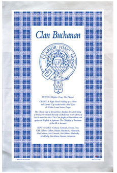 Buchanan Scottish Clan Tea Towel Scottish Gift, Made in Scotland