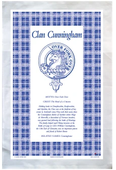 Cunningham Scottish Clan Tea Towel Scottish Gift, Made in Scotland