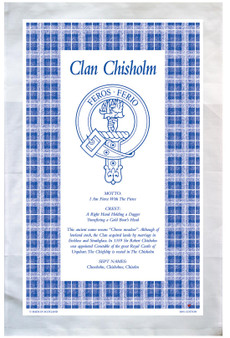 Chisholm Scottish Clan Tea Towel Scottish Gift, Made in Scotland